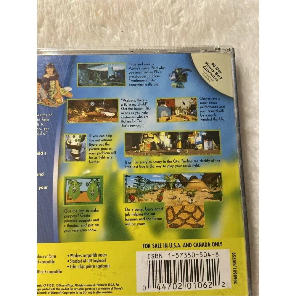 PC CD-ROM Disney Active Play A Bug's Life 1st Grade Program Manual PC CD ROM X2‎